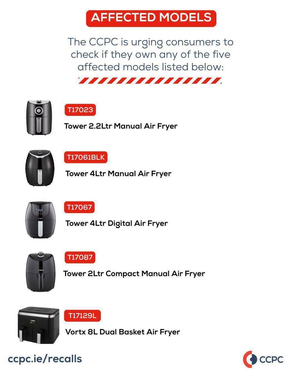 The Tower air fryers being recalled. The Tower air fryers being recalled.