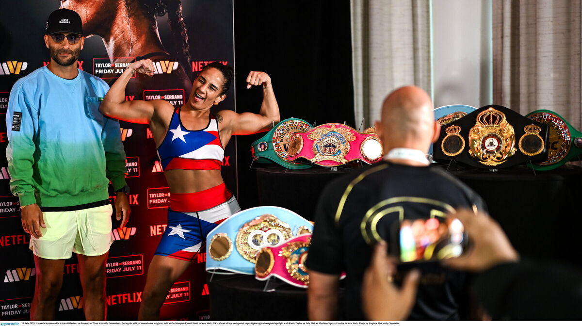 Amanda Serrano during the official commission weigh-in, held at the Kimpton Eventi Hotel in New York. Picture: Stephen McCarthy/Sportsfile