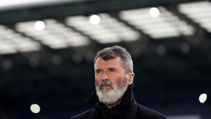 <p>ITV pundit Roy Keane at the ground ahead of the Emirates FA Cup fourth round match at The Hawthorns, West Bromwich. Picture date: Sunday January 28, 2024.</p>