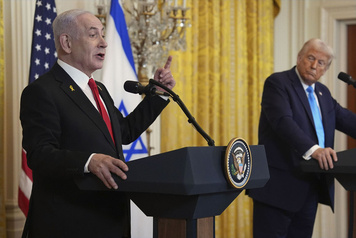 Israel's prime minister Benjamin Netanyahu and US president Donald Trump at the White House. Picture: Evan Vucci/AP