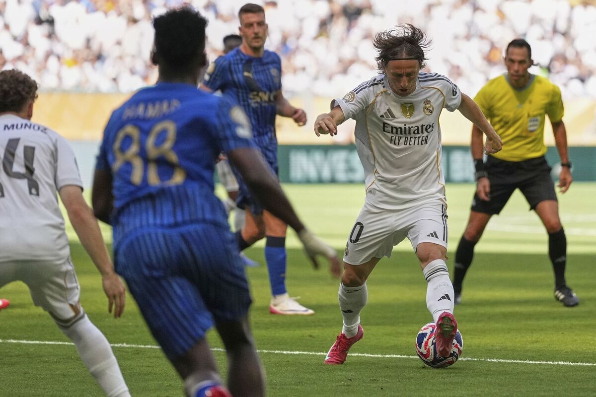 Real Madrid's Luka Modric tries to control the ball during the Club World Cup. Pic: AP Photo/Rebecca Blackwell.