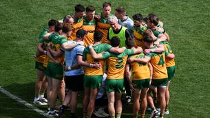 <p>RELENTLESS: Donegal manager Jim McGuinness speaks to his team. Pic: Daire Brennan/Sportsfile.</p>