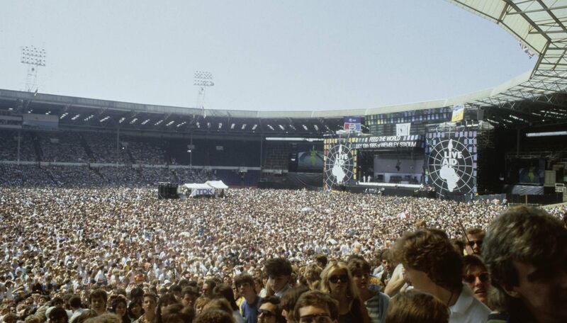 The Live Aid concert at Wembley Stadium in London, July 13th 1985. (Photo by Fox Photos/Hulton Archive/Getty Images).