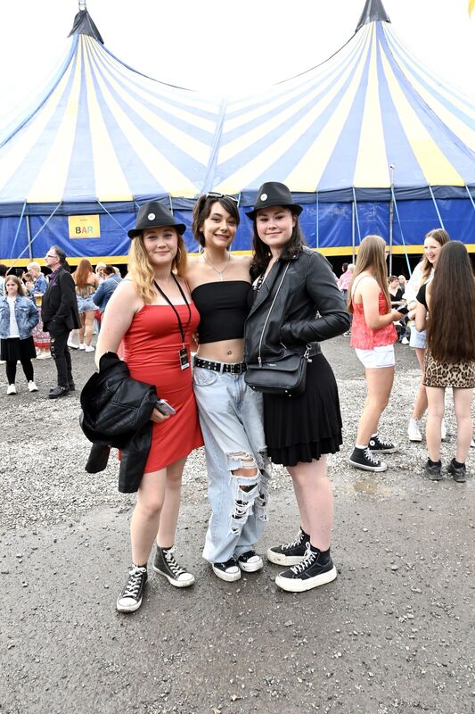 Rebecca and Olivia Meade, Dillon’s Cross with (middle) Millie Noonan, Mayfield at the gig. Picture: Larry Cummins.