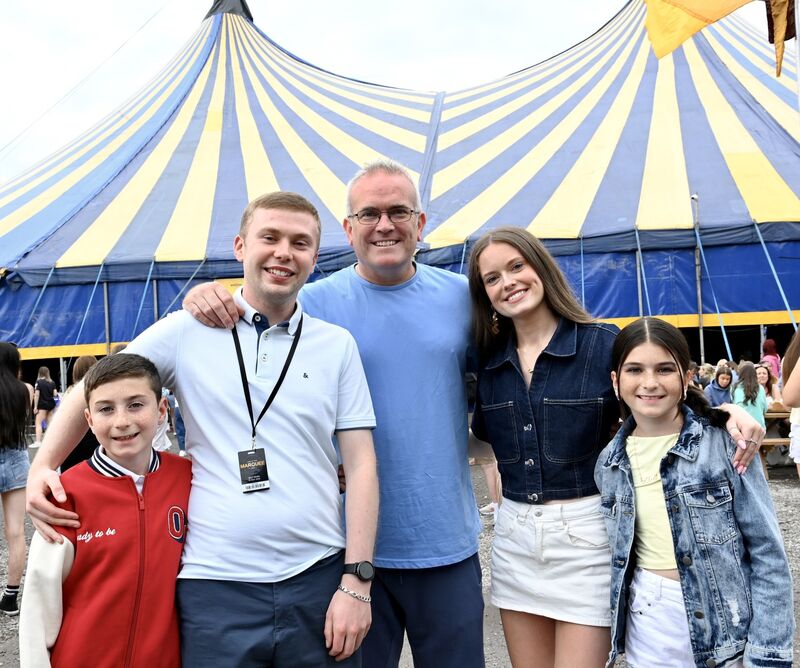 Evan McCarthy, Robert O’Donovan, Richard Kirby, Emma Kirby and Ava McCarthy, Cork at the gig. Picture: Larry Cummins.