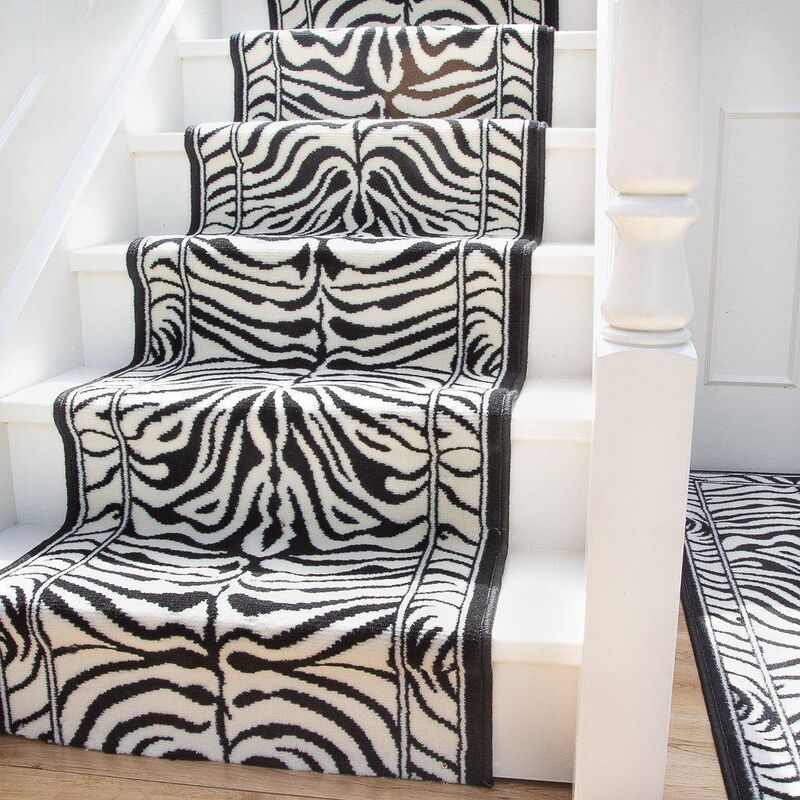 Kukoon’s Zebra print stairs runner makes a statement in a hallway; from €4.20 per foot. 