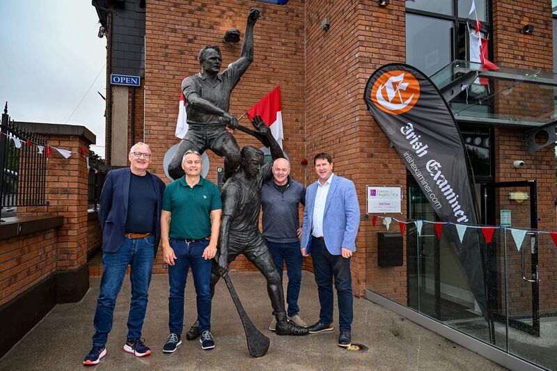 Daly, Landers and Ryan pictured outside the Sarsfields GAA Club. Picture: Chani Anderson.