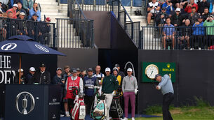 <p>Padraig Harrington got the Open underway at Royal Portrush (Brian Lawless/PA)</p>