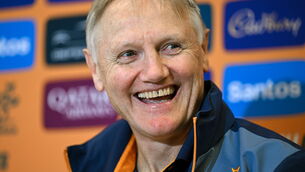 <p>JOE SHOW: Head coach Joe Schmidt during an Australia rugby squad media conference at the Amora Hotel in Brisbane. Pic: Brendan Moran/Sportsfile</p>
