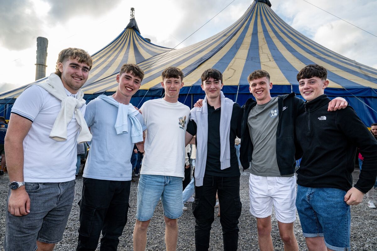 Dylan McCarthy, Cal McCarthy, Fionn Lardan, Adam O’Mahony, Alex Lehane, and Oran Kingston arriving at Live at the Marquee in Cork for Amble. The Ballincollig crew turned out in style for a summer night of music and fun. Picture: Chani Anderson