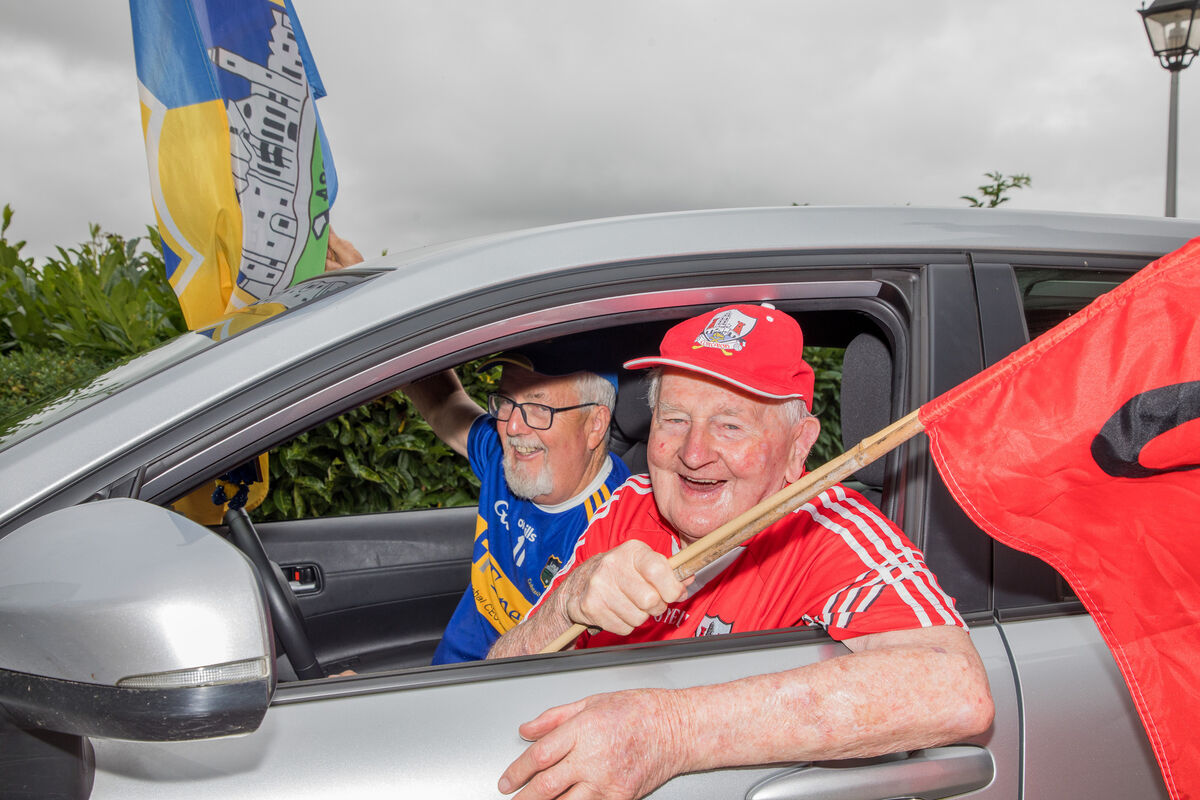 Fr Patrick Fogarty and Fr Martin Barry are looking forward to travelling to the match together this weekend. Picture: David Creedon