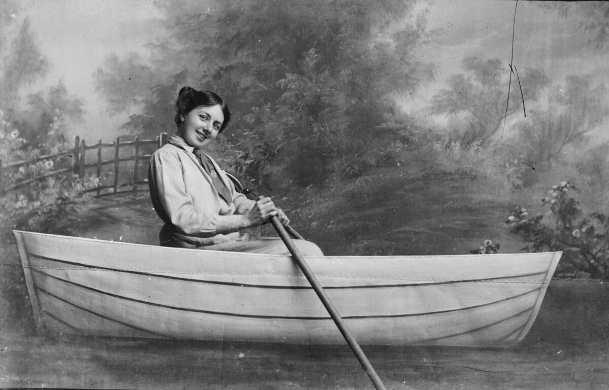 Marietta Horgan sitting in a row boat. Photo: Horgan Family Collection