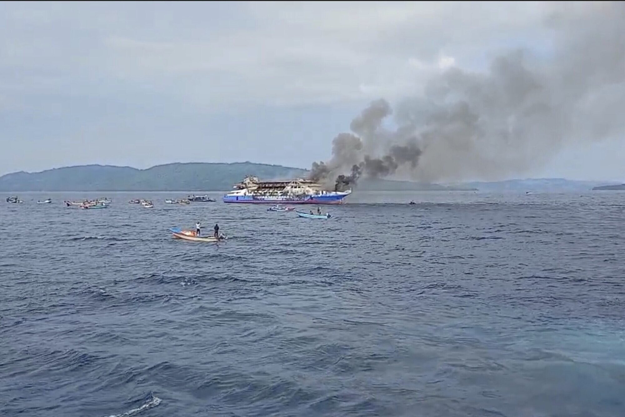 At least five dead after Indonesian passenger ferry catches fire at sea