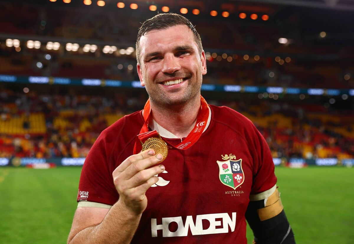 SWEET FEELING: Beirne shows off his Player of the Match medal from Brisbane's first test.