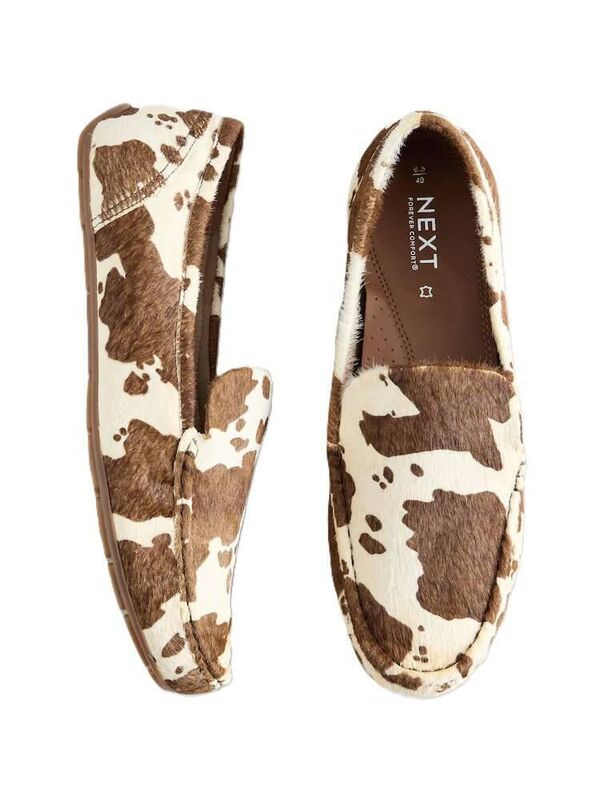 Cow Print Forever Comfort® Leather Round Toe Driver Loafers, Next, €76 Cow Print Forever Comfort® Leather Round Toe Driver Loafers, Next, €76