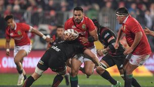 <p>Ben Te'o of the British &amp; Irish Lions is tackled by Matt Todd of Crusaders during the match between Crusaders and the British &amp; Irish Lions at AMI Stadium in Christchurch, New Zealand. Photo by Stephen McCarthy/Sportsfile</p>