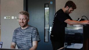 <p>Ólafur Arnalds and Eoin French (Talos) at Sounds from a Safe Harbour in Cork in 2023. Picture: Bríd O'Donovan</p>