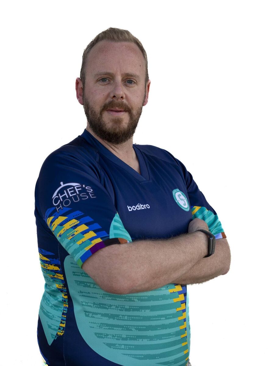 Sarsfields Rugby chairperson Dave Cuddihy proudly sporting his team kit 