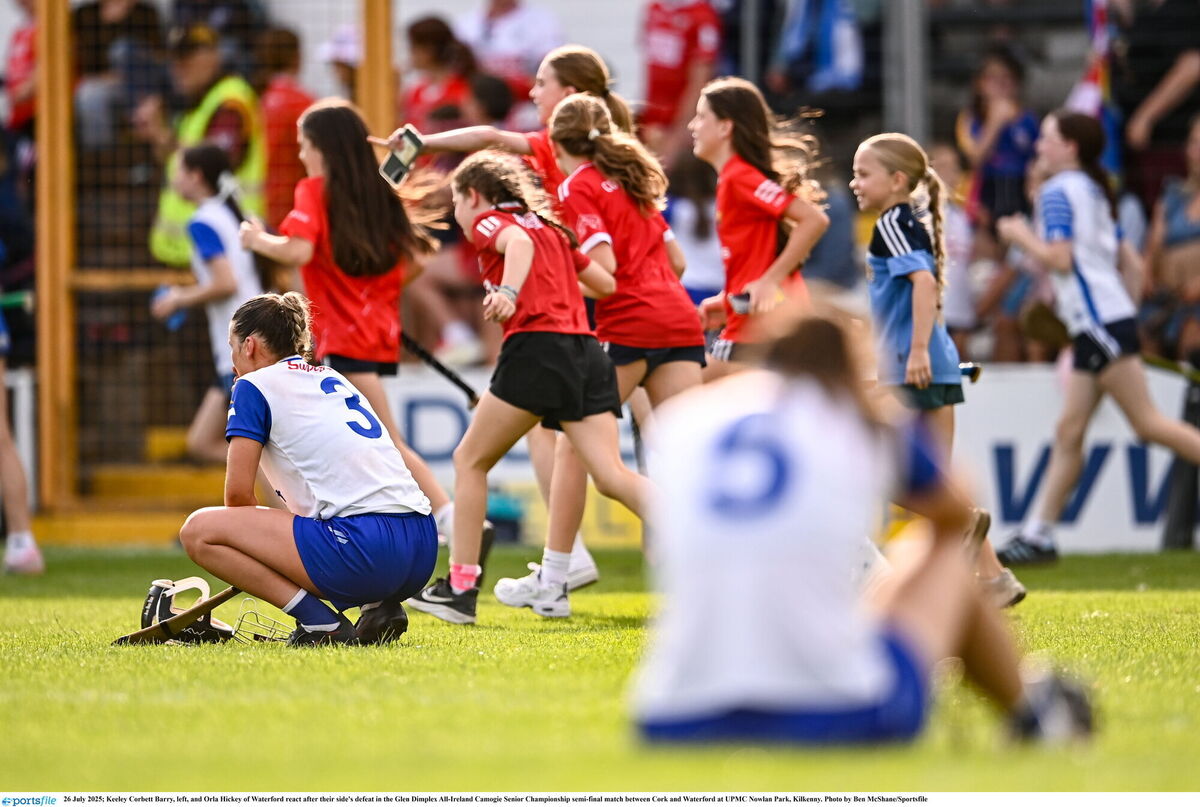 Keeley Corbett Barry, left, and Orla Hickey of Waterford react after their side's defeat in the Glen Dimplex All-Ireland Camogie Senior Championship semi-final match between Cork and Waterford at UPMC Nowlan Park, Kilkenny. Photo by Ben McShane/Sportsfile Keeley Corbett Barry, left, and Orla Hickey of Waterford react after their side's defeat in the Glen Dimplex All-Ireland Camogie Senior Championship semi-final match between Cork and Waterford at UPMC Nowlan Park, Kilkenny. Photo by Ben McShane/Sportsfile