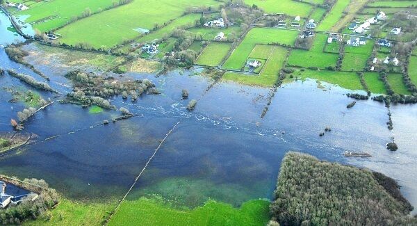 The floods near Ballyhaunis, Co Mayo, today. Pic: Air Corps