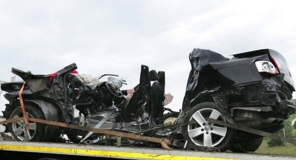 Shaun Kelly's car after the crash. Picture: Margaret McLaughlin