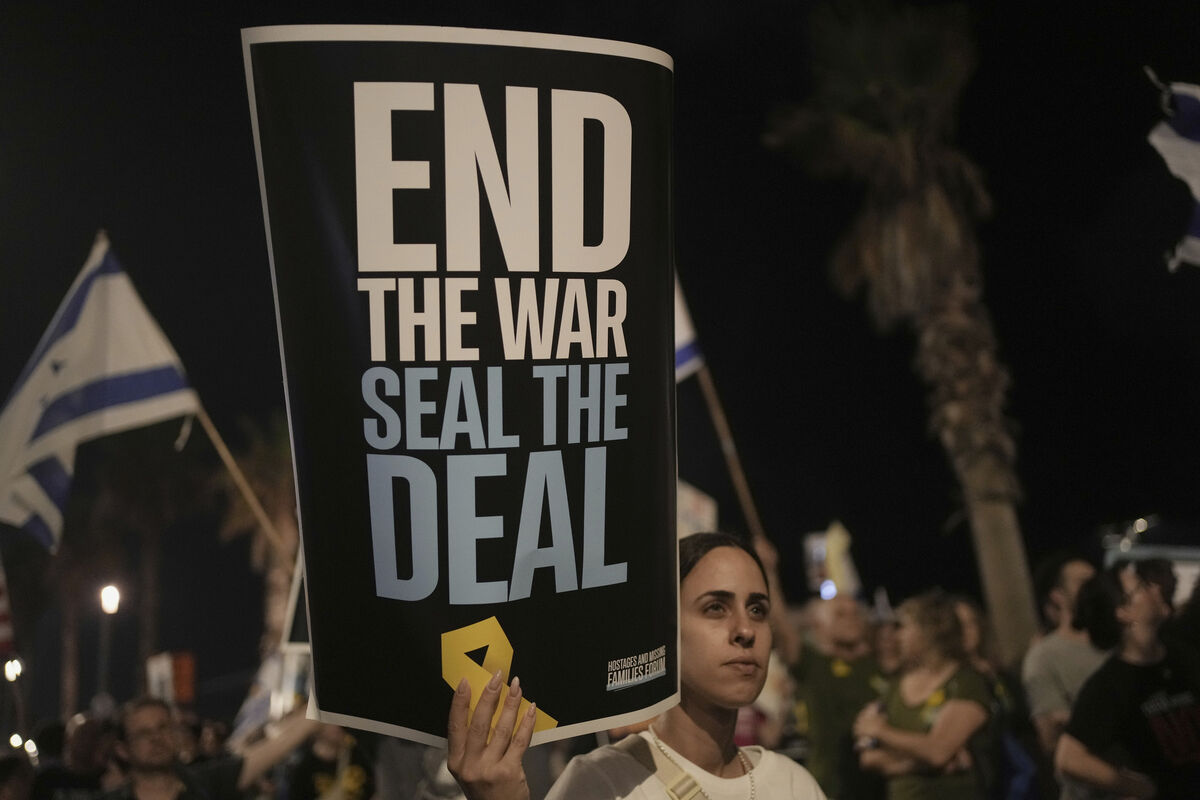 A protest outside the US embassy demanding the end of the war and immediate release of hostages held by Hamas in the Gaza Strip, and against prime minister Benjamin Netanyahu's government in Tel Aviv earlier this month. Picture: AP/Maya Alleruzzo