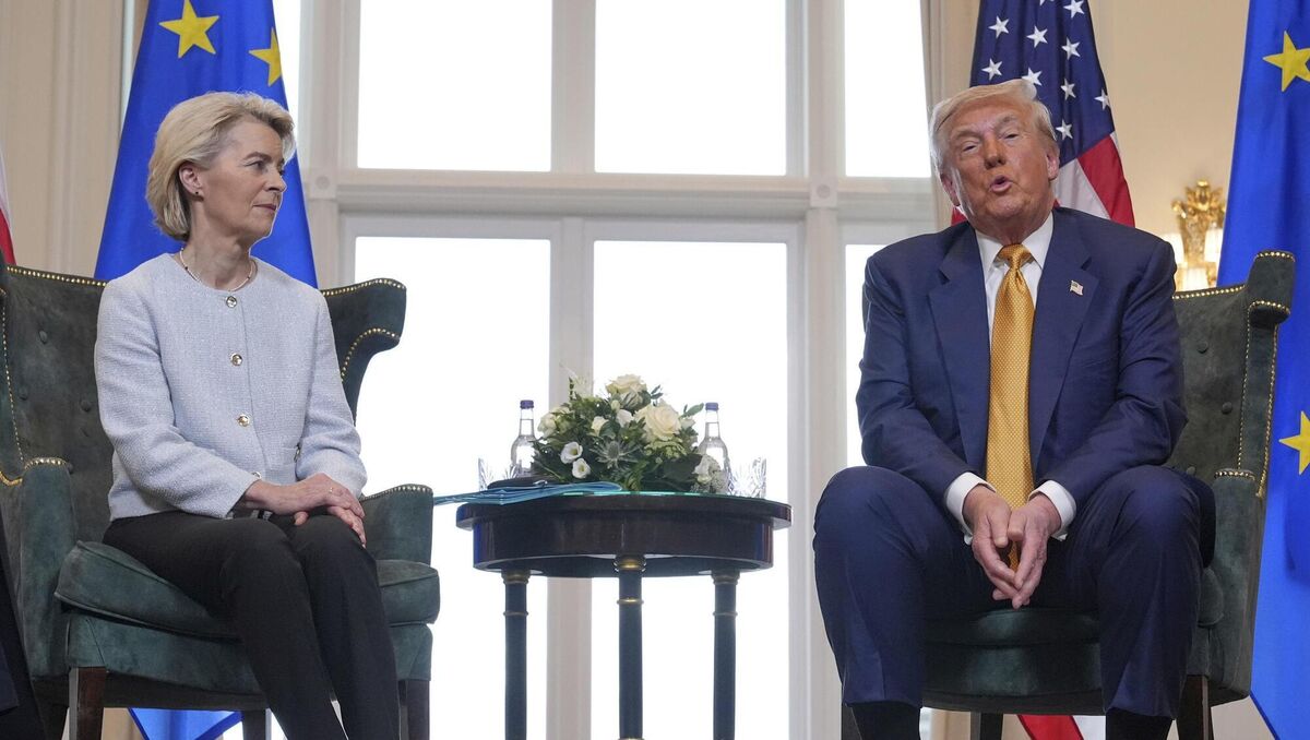 US president Donald Trump with European Commission President Ursula von der Leyen at the Trump Turnberry golf course in Scotland last Sunday. Picture: Jacquelyn Martin/AP