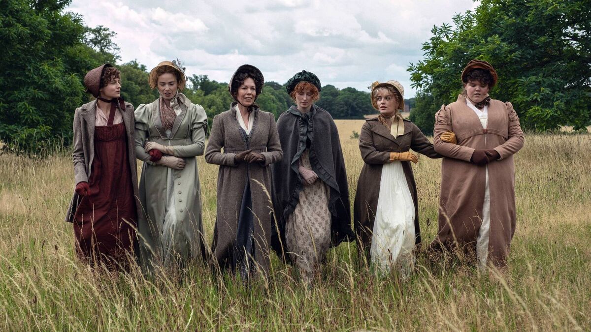 Mrs Bennet and the Bennet sisters in Netflix's Pride and Prejudice
