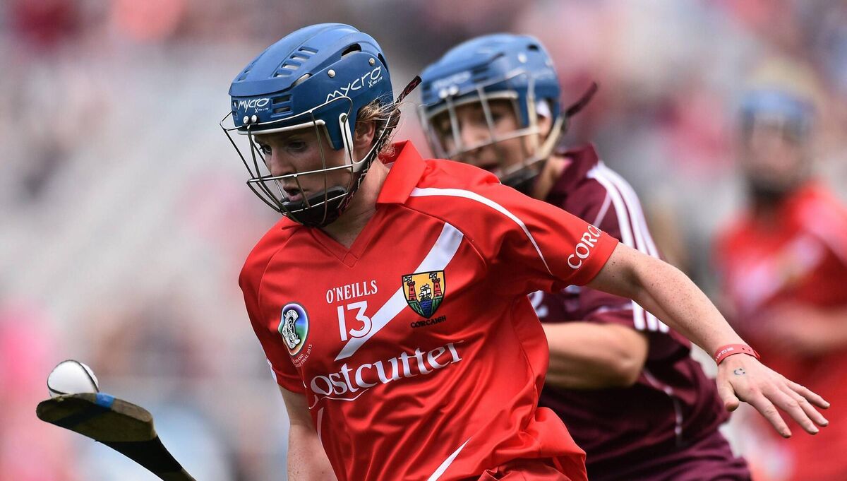 Briege Corkery, Cork, in action against Finola Keeley, Galway in 2015. Picture: Sportsfile