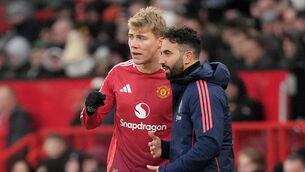 <p>Manchester United head coach Ruben Amorim was happy with Rasmus Hojlund’s performance in the 4-1 win over Bournemouth (Martin Rickett/PA)</p>