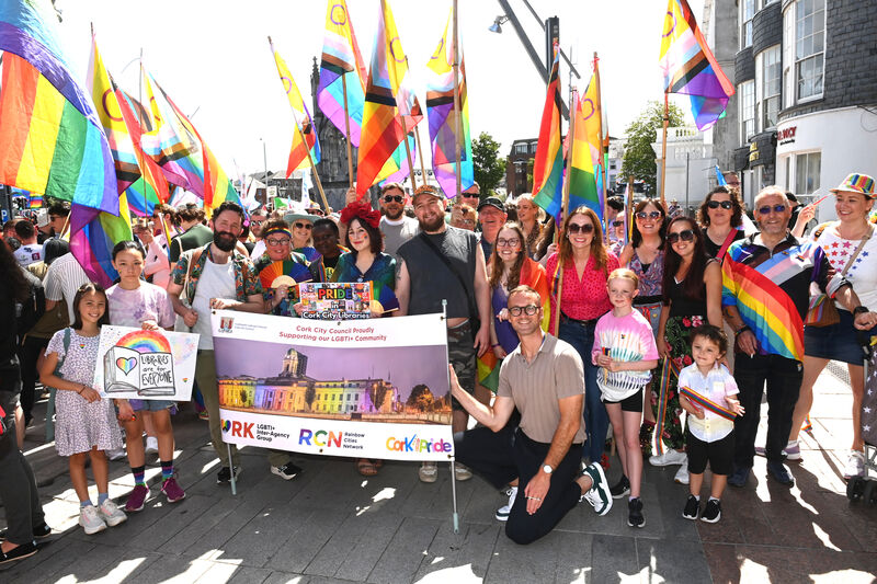  Cork City Council staff and friends at the 2025 Cork Pride Parade on Sunday.