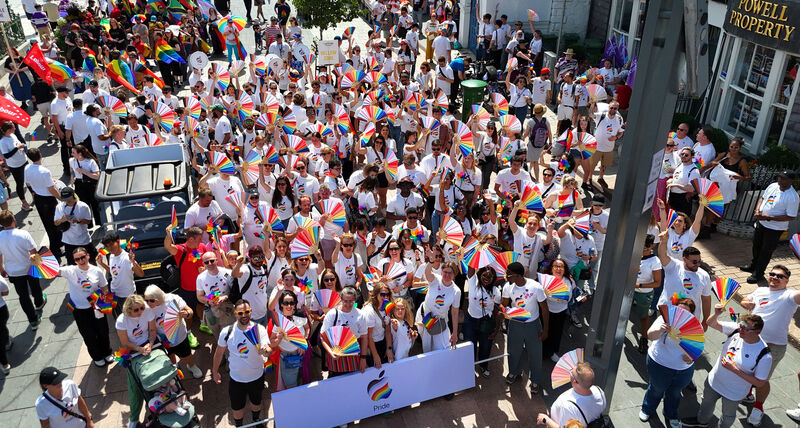  Staff from Apple and their families at the 2025 Cork Pride Parade at the Grand Parade, Cork City, on Sunday. 