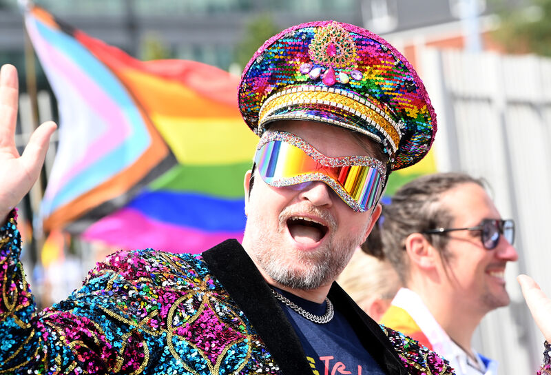 Eurovision Fanclub president Frank Dermody at the 2025 Cork Pride Parade on Sunday. 