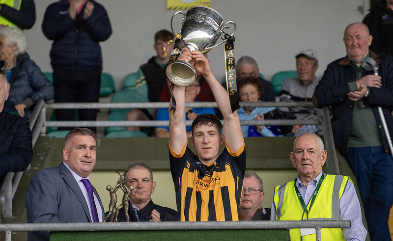 Abbeydorney Captain James O'Connor with the cup after his team won the final at Austin Stack Park. Picture: Domnick Walsh/Eye Focus LTD Abbeydorney Captain James O'Connor with the cup after his team won the final at Austin Stack Park. Picture: Domnick Walsh/Eye Focus LTD