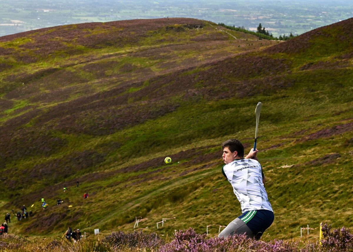 Cillian Kiely of Offaly competing in the Senior Hurling competition during the M. Donnelly GAA Poc Fada All-Ireland Finals at Annaverna Mountain in the Cooley Peninsula, Ravensdale, Louth. Photo by Piaras Ó Mídheach/Sportsfile