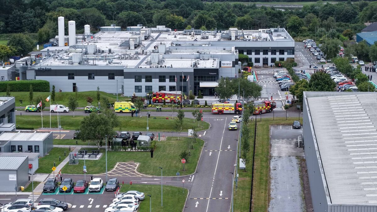 Emergency services evacuated staff as they investigated the Stryker blaze. Photo: Damian Coleman
