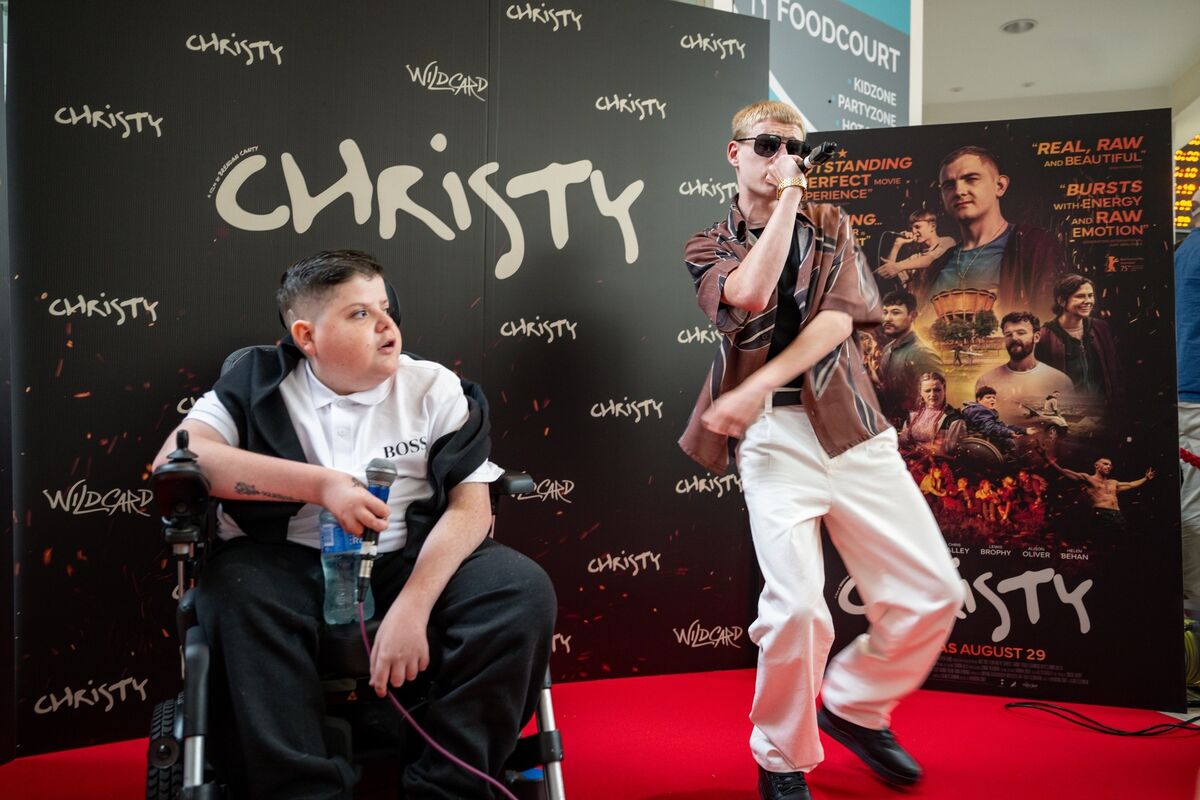 Jamie and Tiny from the Kabin Studio performing on the red carpet at the premiere of 'Christy' at Mahon Point. Picture: Chani Anderson Jamie and Tiny from the Kabin Studio performing on the red carpet at the premiere of 'Christy' at Mahon Point. Picture: Chani Anderson