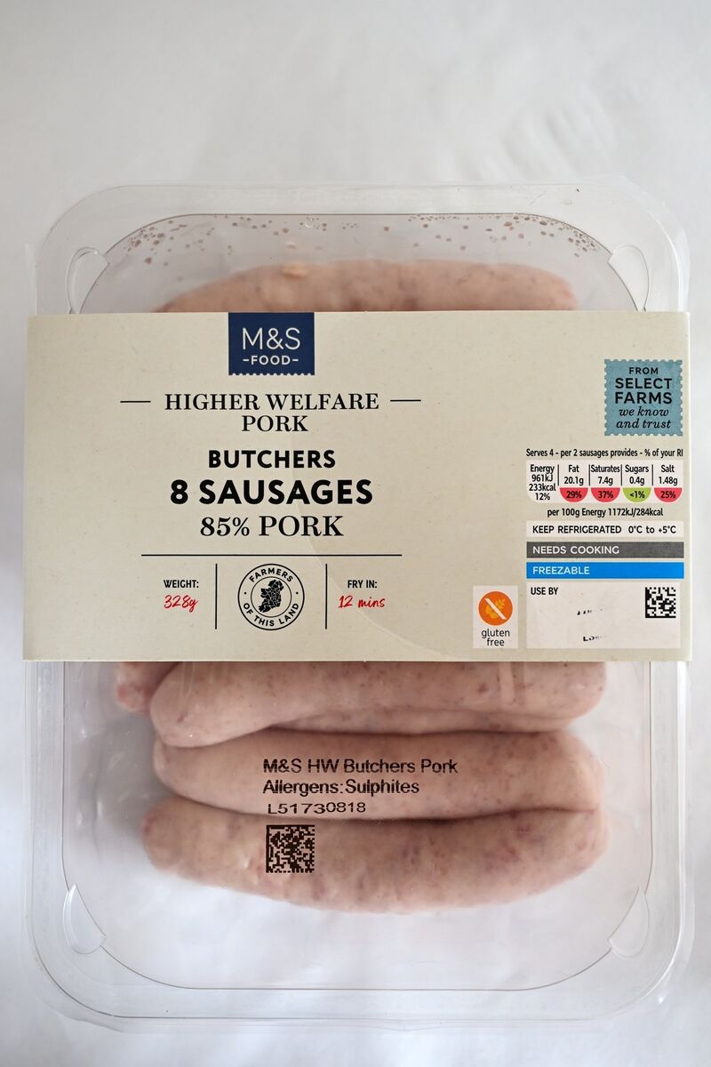 M&S Food: Higher Welfare Pork Butcher’s Sausages. Pictures: Chani Anderson. M&S Food: Higher Welfare Pork Butcher’s Sausages. Pictures: Chani Anderson.
