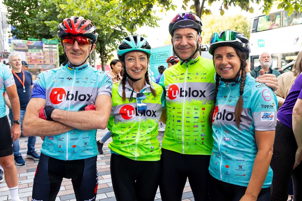 (Left to right) Mike Forde, Carrigtwohill, Catherine Cashman, Midleton, Tod McCarthy, Skibbereen, and Maria O'Neill, Aghada, at the official start of the 25th annual Tour de Munster. Picture: Michael O'Sullivan / OSM PHOTO