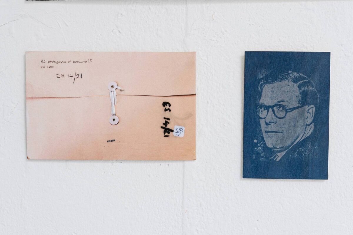 Part of Patrick Penney's installation, showing his granduncle William Penney. Part of Patrick Penney's installation, showing his granduncle William Penney.