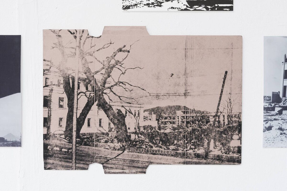 Part of Patrick Penney's installation, based on photographs his granduncle took in Hiroshima. Part of Patrick Penney's installation, based on photographs his granduncle took in Hiroshima.