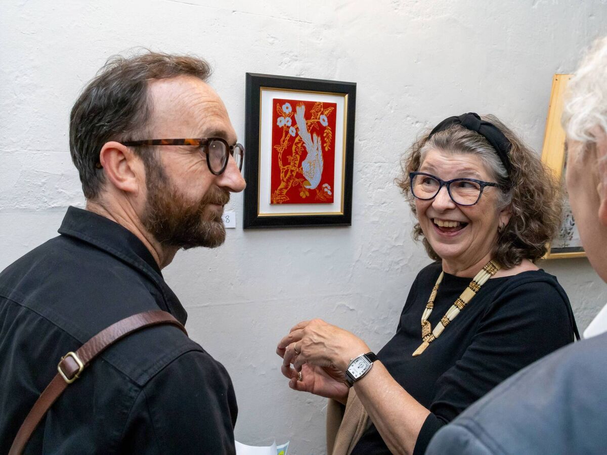 Mór Artists Collective members Paudrig Lee and Annie Shaw looking at Annie's egg tempera painting at the Fota House exhibition. Mór Artists Collective members Paudrig Lee and Annie Shaw looking at Annie's egg tempera painting at the Fota House exhibition.