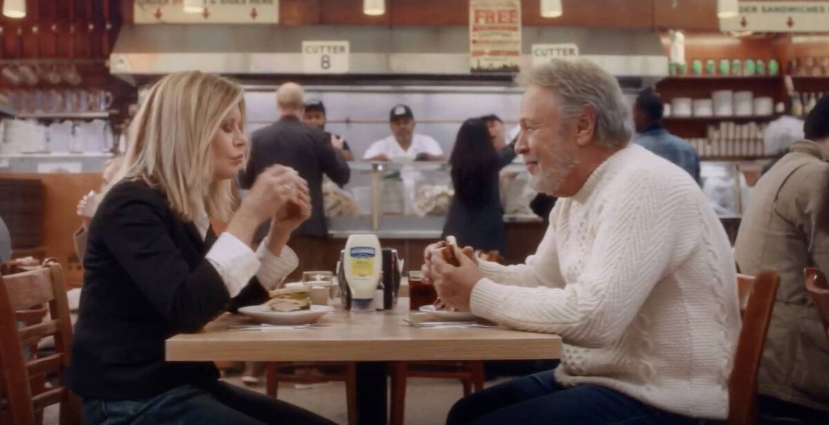 Meg Ryan and Billy Crystal reunited to re-create the iconic When Harry Met Sally scene.