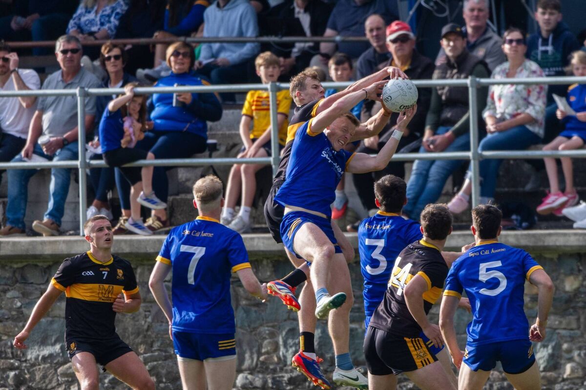Mark O'Shea of Dr Crokes in action against Evan Cronin of Spa during their Kerry Petroleum Senior Club Football Championship Group 3, Round 1 at Spa GAA on Friday evening.Photo by Tatyana McGough