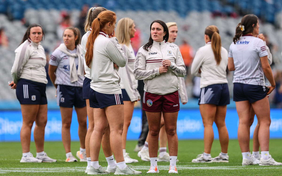 The Galway team walk the Croke Park pitch. Pic: Ben Brady/Inpho