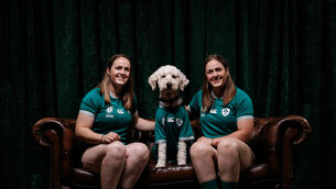 <p>PAWS, ENGAGE: Siobhán McCarthy, right, with her Sister Kate and their dog Scottie. Pic: INPHO/Ben Brady</p>