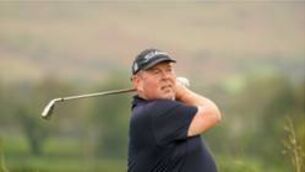 <p>Rory Leonard in action during the Irish Mid-Am in Portsalon. Pic: Thos Caffrey / Golffile.</p>
