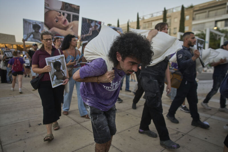 Israeli activists take part in a protest last month in Tel Aviv against the war in the Gaza Strip. Many demonstrators believe that Netanyahu’s motivation to expand military operations is fuelled by nothing more than a cynical desire for political self-preservation. File photo: AP/Ohad Zwigenberg