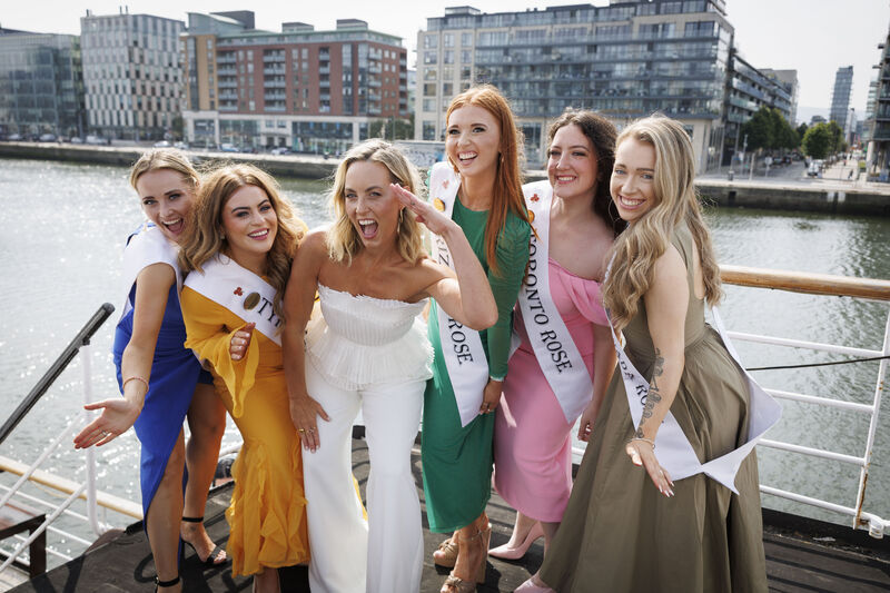 Co-presenter Kathryn Thomas with some of the contestants at the launch of the 2025 Rose of Tralee International Festival on board the MV Cill Airne, North Wall, Dublin. Picture: Andres Poveda Co-presenter Kathryn Thomas with some of the contestants at the launch of the 2025 Rose of Tralee International Festival on board the MV Cill Airne, North Wall, Dublin. Picture: Andres Poveda