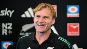 <p>Coach Scott Robertson speaks with media during the New Zealand All Blacks Squad Announcement Photo by Joe Allison/Getty Images</p>